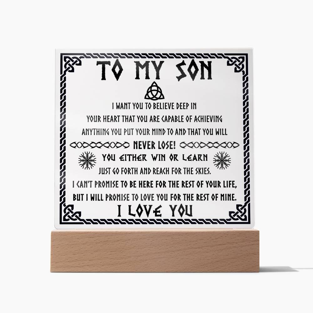 'A Father's Love, A Son's Promise' Acrylic Square Plaque - Real Rad Boutique