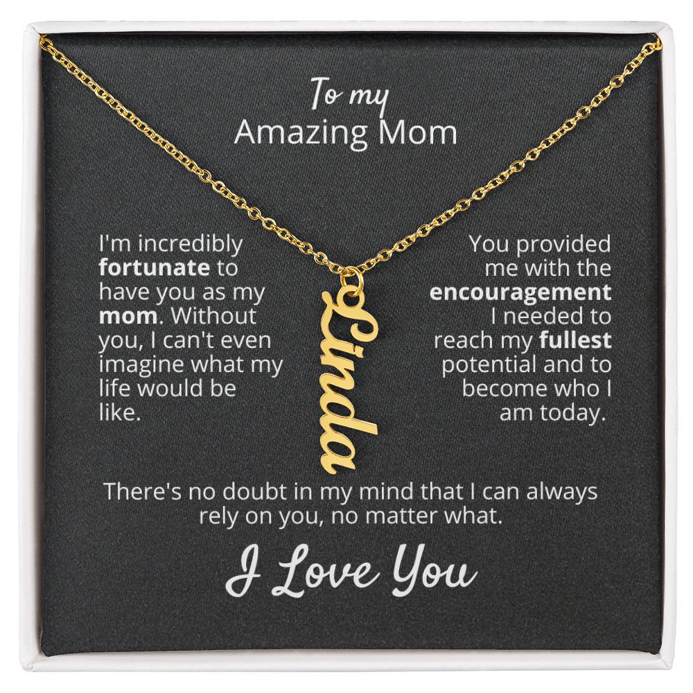 'Amazing Mom' Vertical Name Necklace - Real Rad Boutique