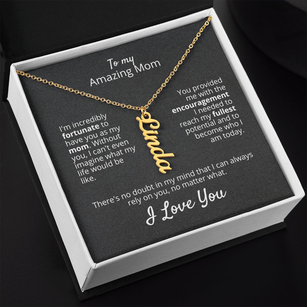 'Amazing Mom' Vertical Name Necklace - Real Rad Boutique