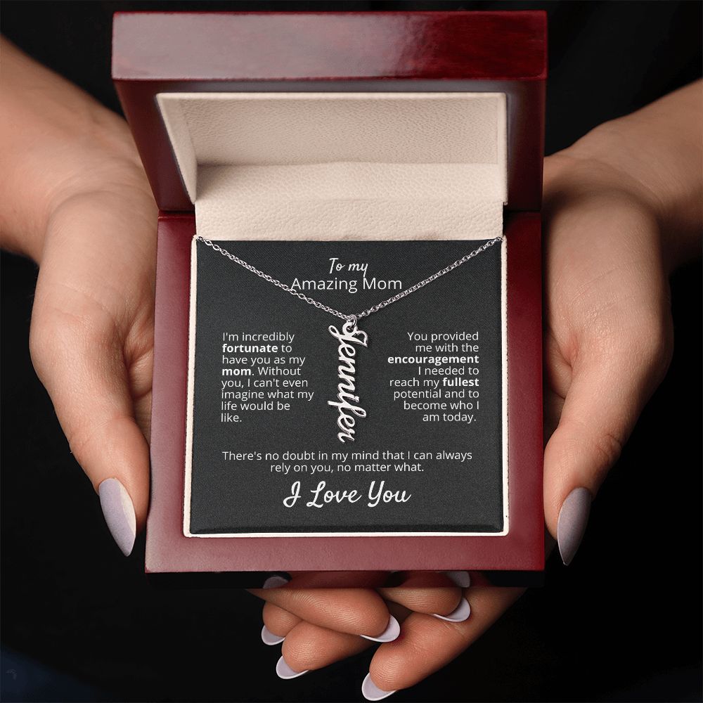 'Amazing Mom' Vertical Name Necklace - Real Rad Boutique