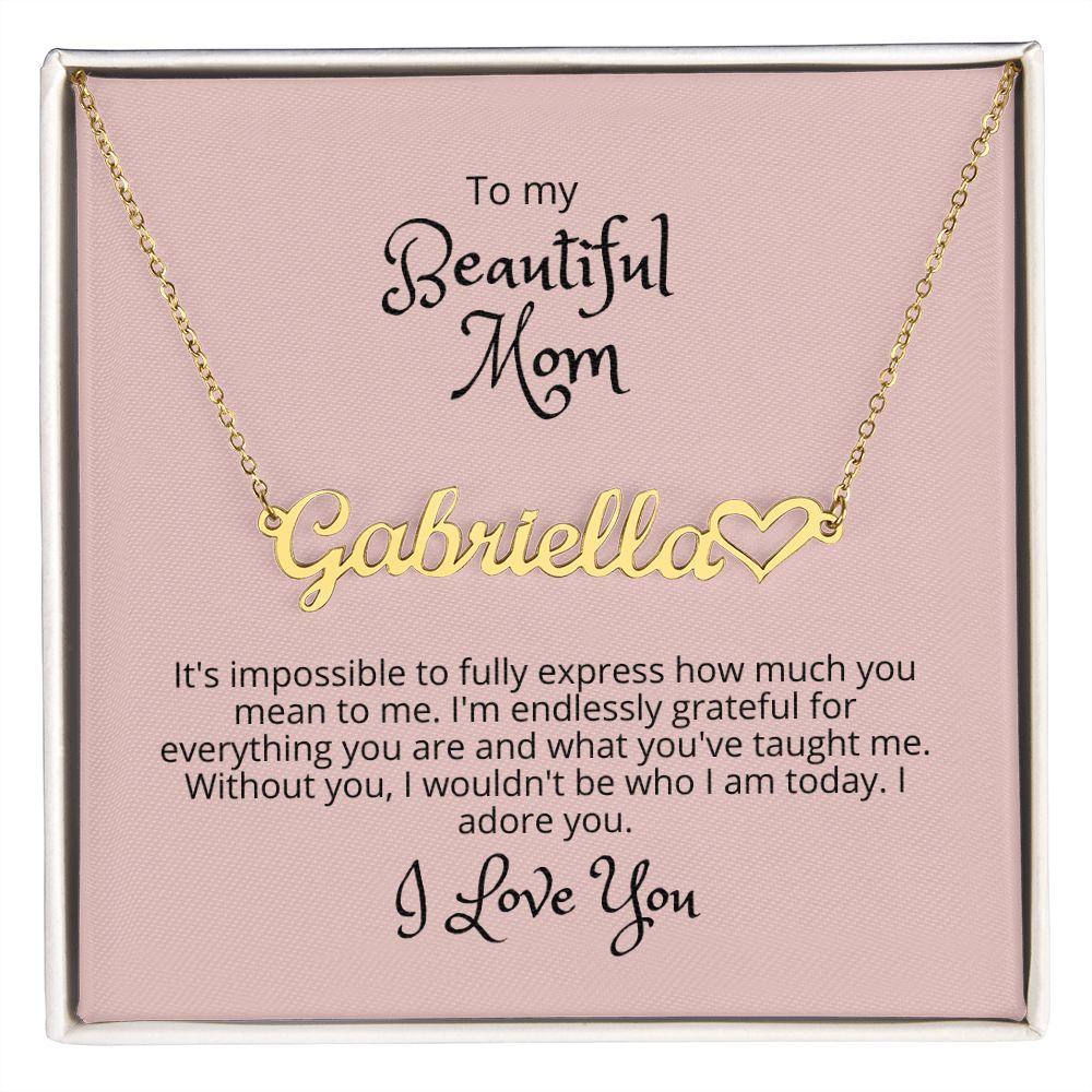 'Beautiful Mom' Heart Custom Name Necklace - Real Rad Boutique