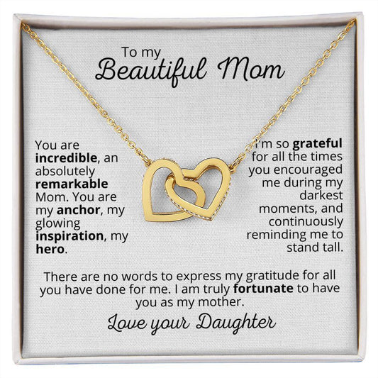 'Beautiful Mom' Interlocking Hearts Necklace - Real Rad Boutique