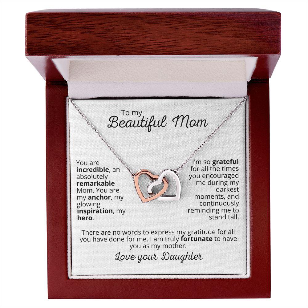 'Beautiful Mom' Interlocking Hearts Necklace - Real Rad Boutique