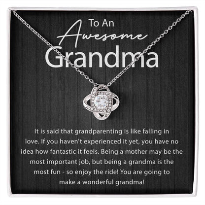 'Being a Grandma is the Most Fun' Love Knot Necklace - Real Rad Boutique