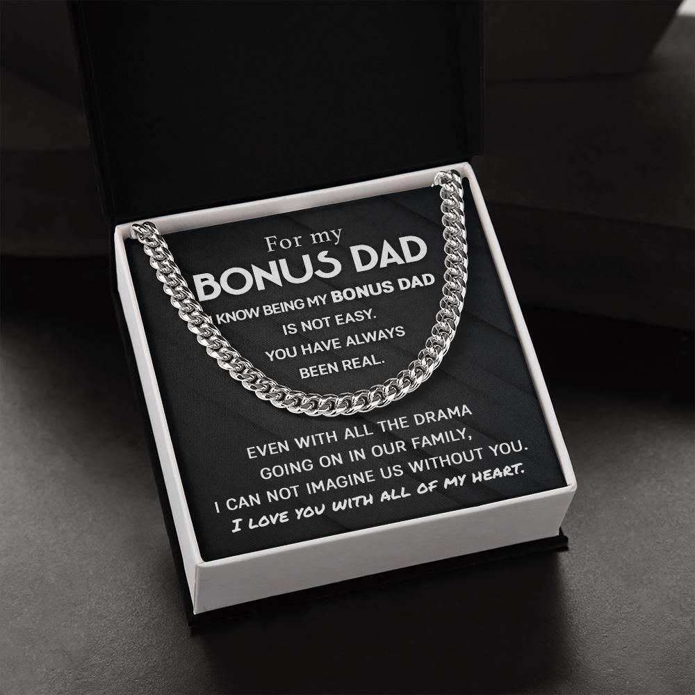 'Best Bonus Dad' Cuban Link Chain - Real Rad Boutique