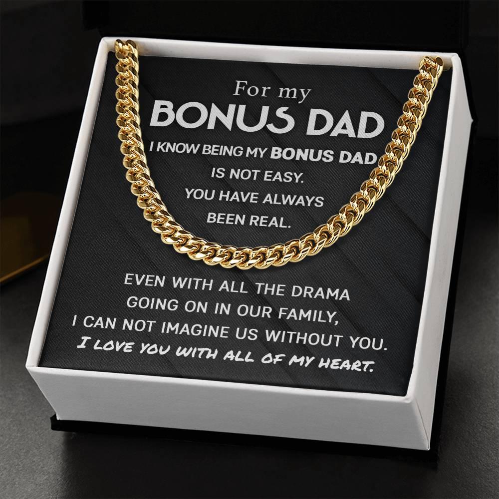 'Best Bonus Dad' Cuban Link Chain - Real Rad Boutique