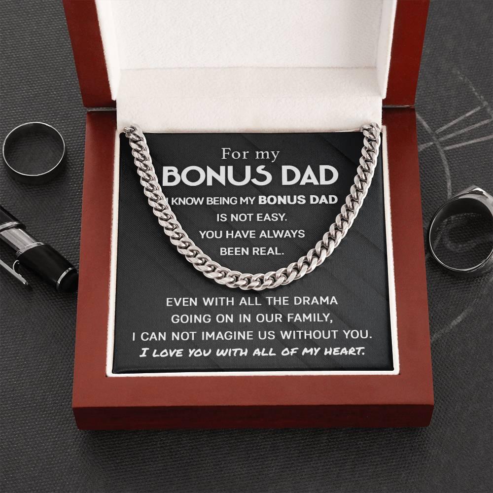 'Best Bonus Dad' Cuban Link Chain - Real Rad Boutique