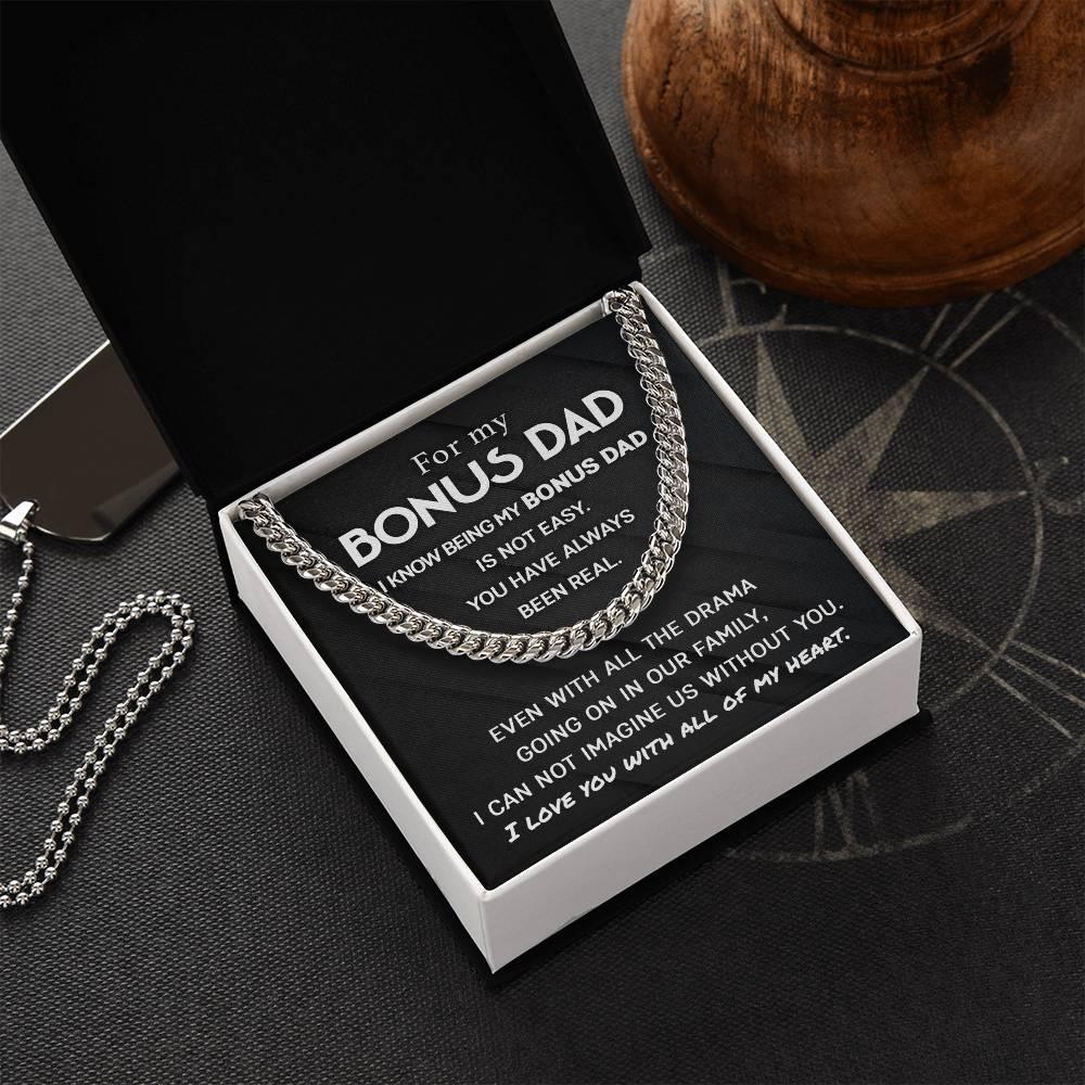 'Best Bonus Dad' Cuban Link Chain - Real Rad Boutique