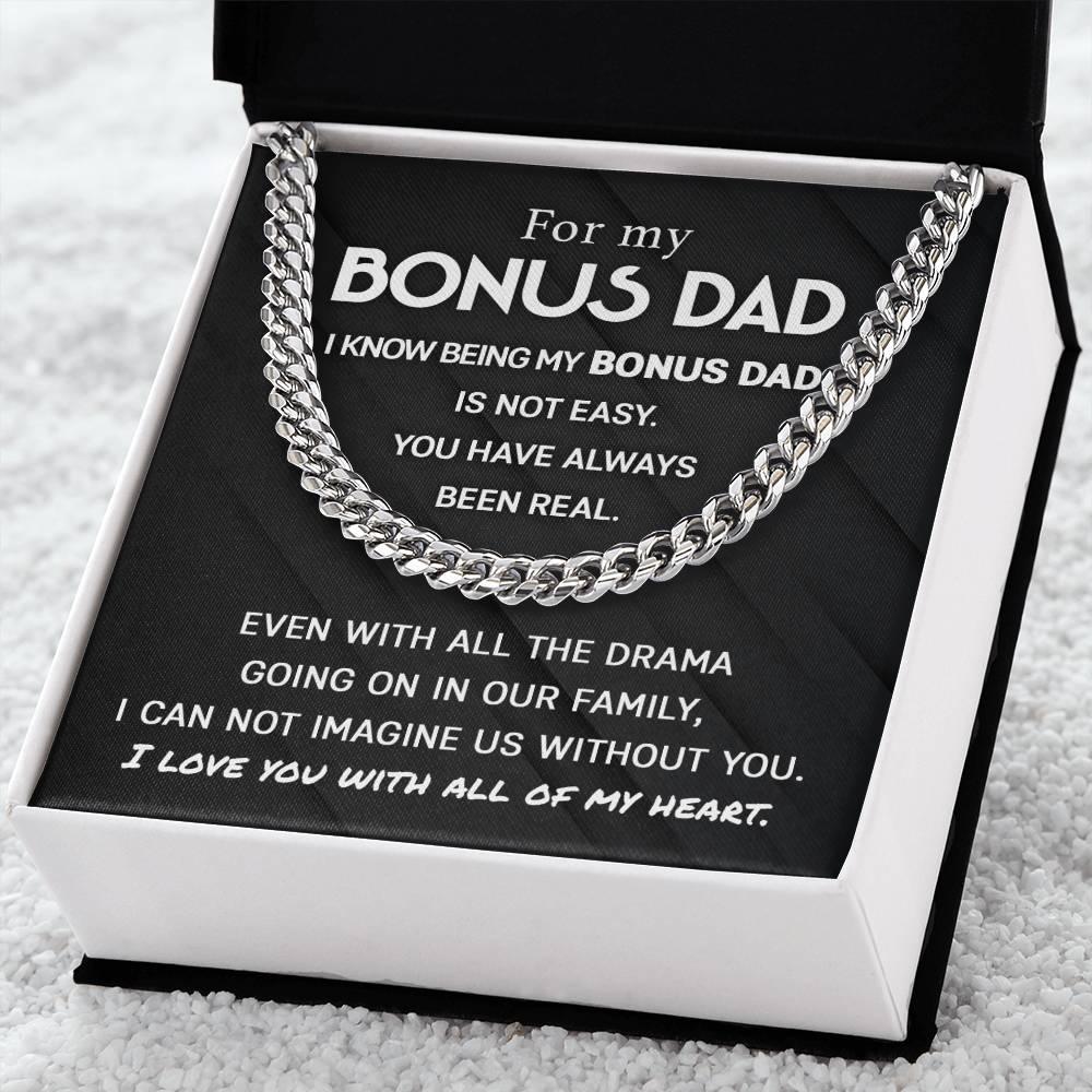 'Best Bonus Dad' Cuban Link Chain - Real Rad Boutique