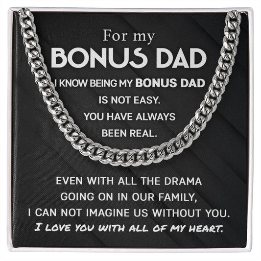 'Best Bonus Dad' Cuban Link Chain - Real Rad Boutique