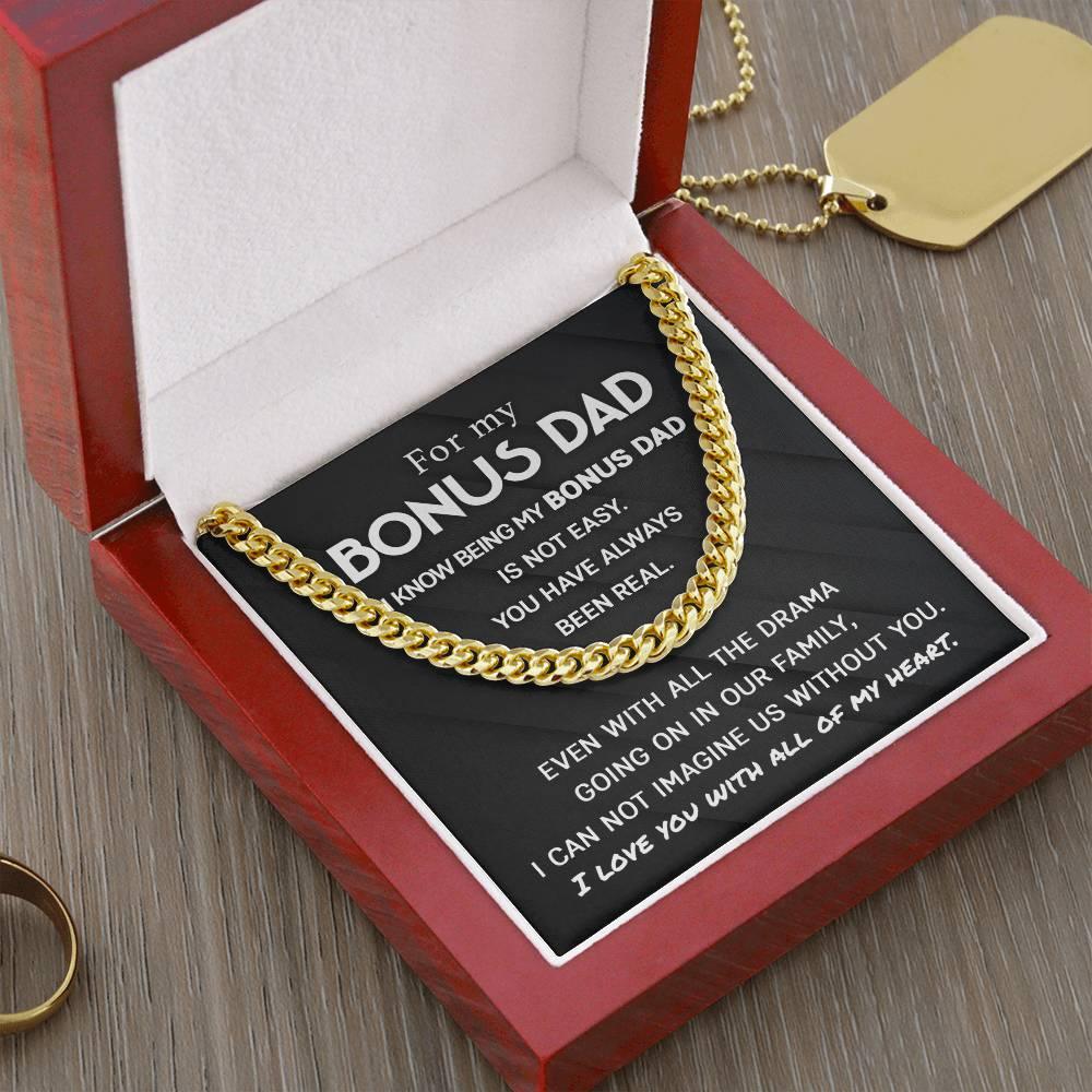 'Best Bonus Dad' Cuban Link Chain - Real Rad Boutique