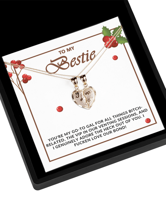 'Bitchin' Besties' - Breakable Heart Gold Necklace - Real Rad Boutique