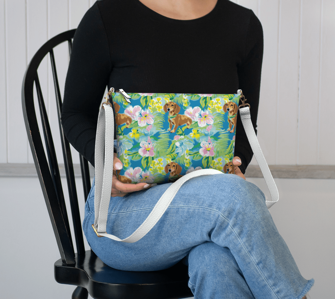 Blooming Dachshund's - Vegan Leather Crossbody Purse - Real Rad Boutique