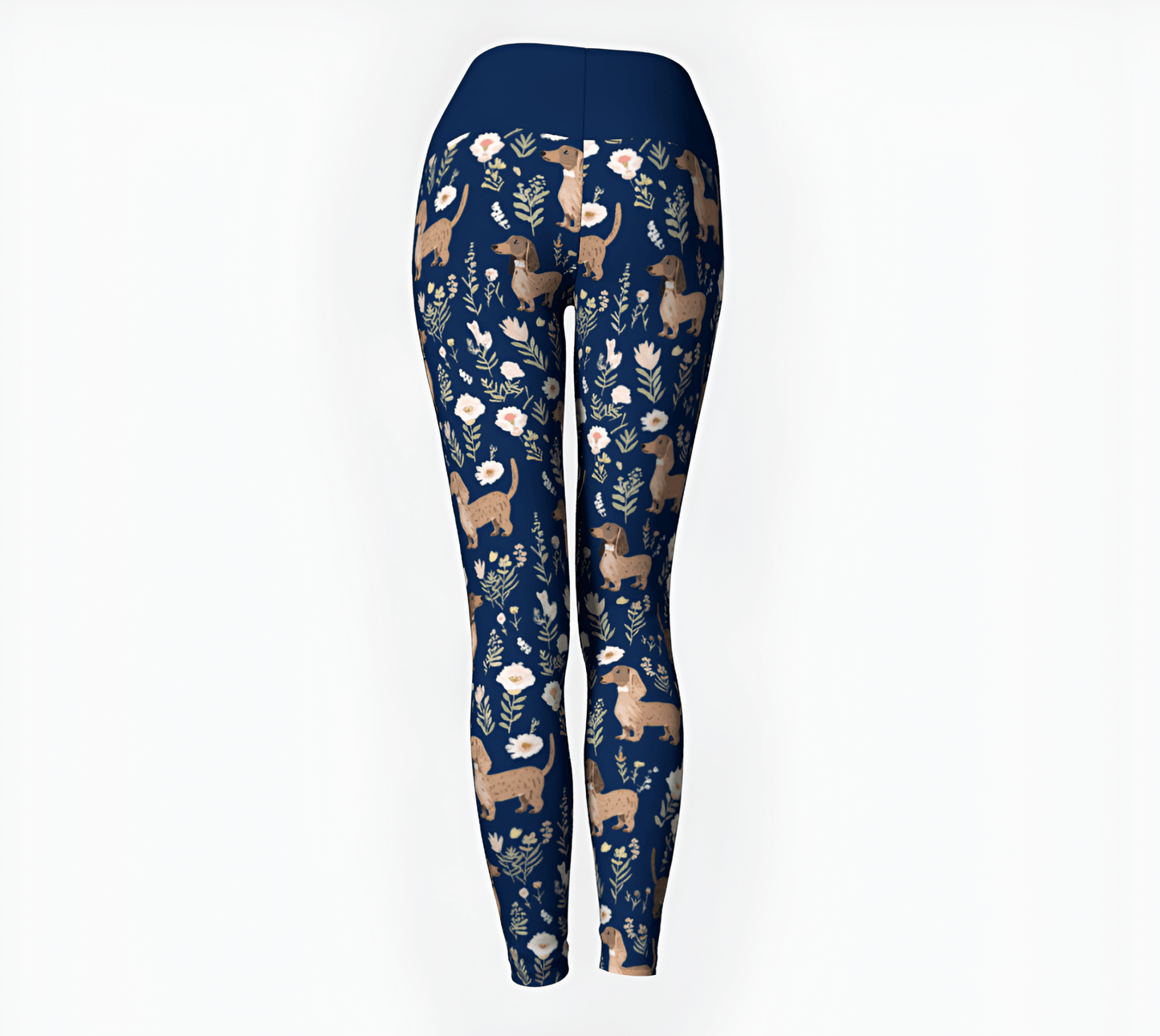 Blue Blooms - Dachshund Yoga Leggings - Real Rad Boutique