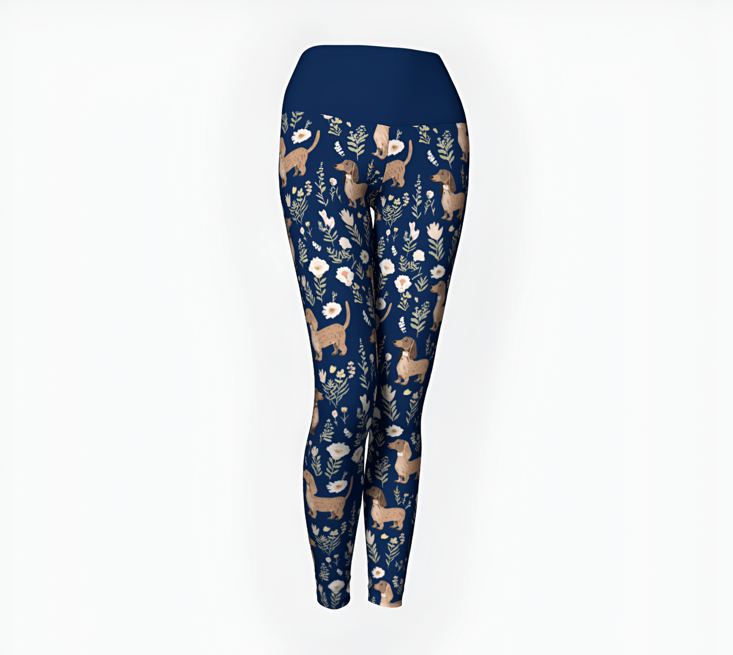 Blue Blooms - Dachshund Yoga Leggings - Real Rad Boutique