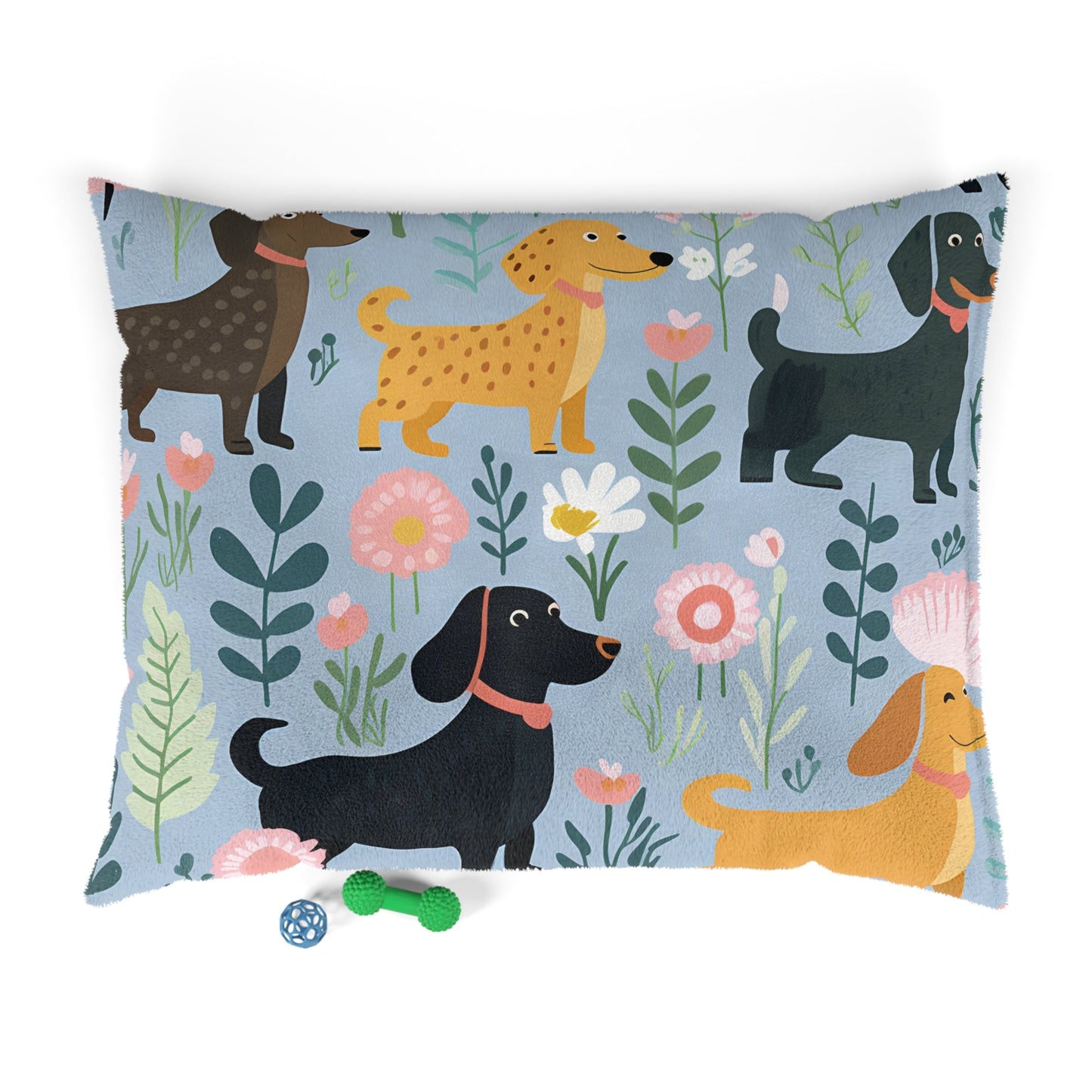 Blue Floral Paws - Dachshund Pet Bed - Real Rad Boutique