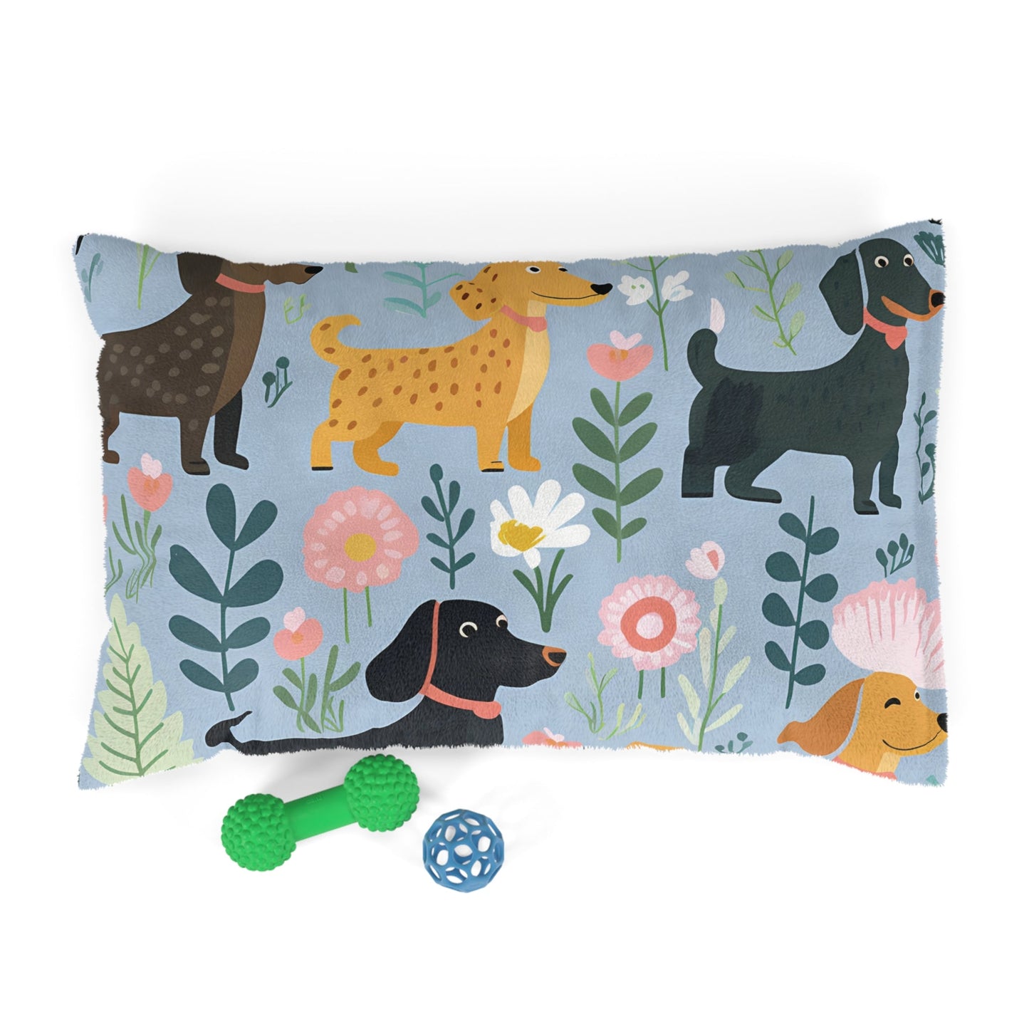 Blue Floral Paws - Dachshund Pet Bed - Real Rad Boutique