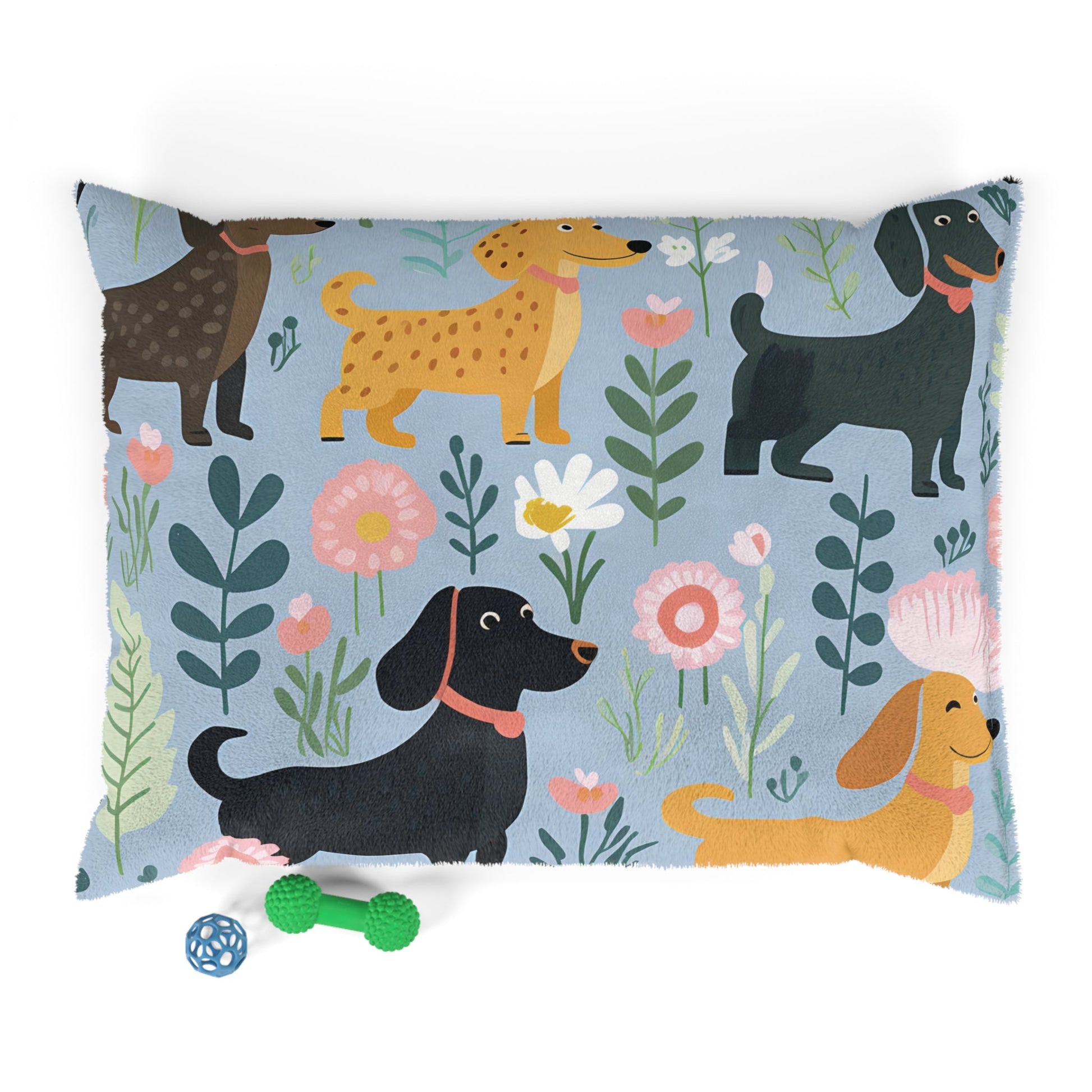 Blue Floral Paws - Dachshund Pet Bed - Real Rad Boutique