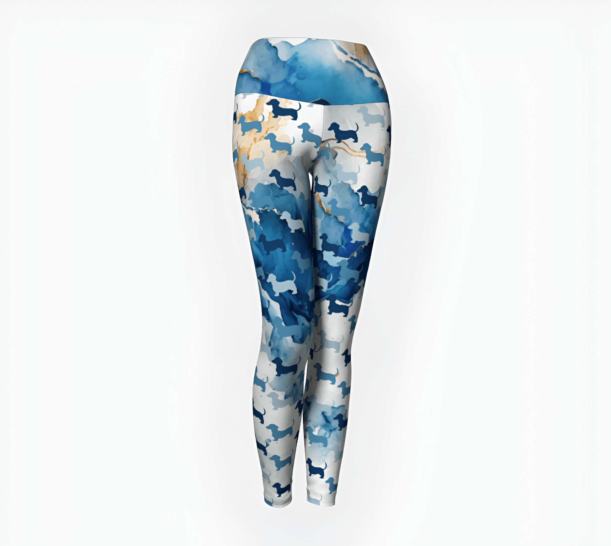 Blue Marble Flair - Dachshund Yoga Leggings - Real Rad Boutique