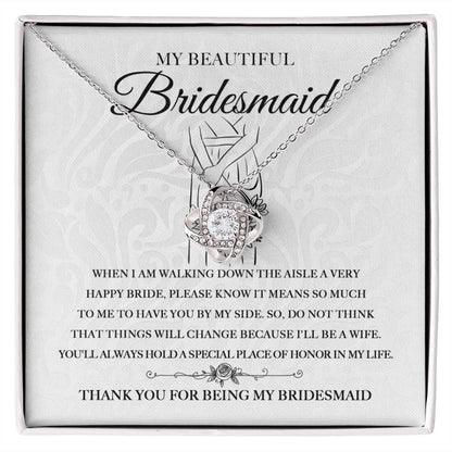 'Bridesmaid Thank You' Love Knot Necklace - Real Rad Boutique