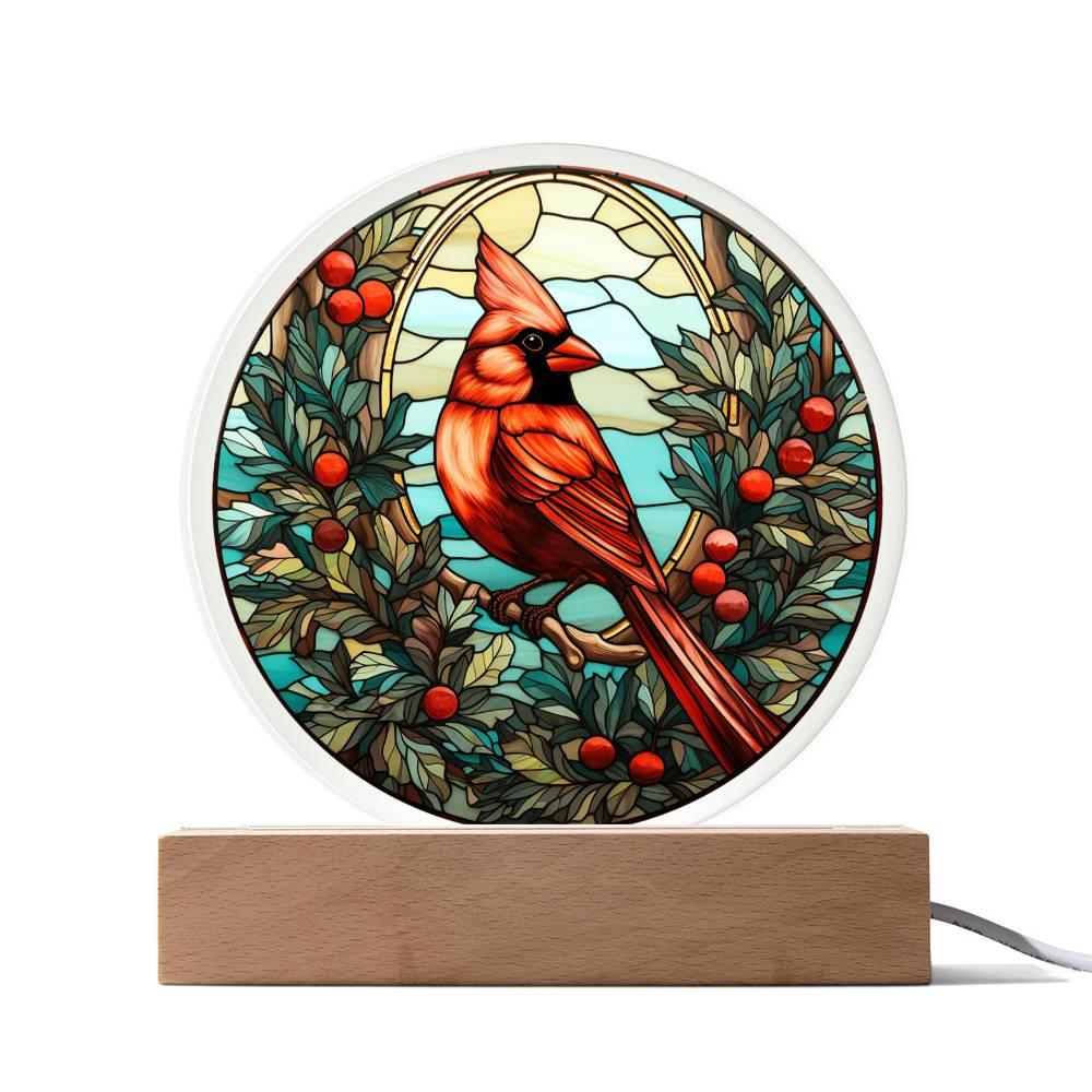 Christmas 'A Cardinal's Song' Acrylic Circle Plaque - Real Rad Boutique