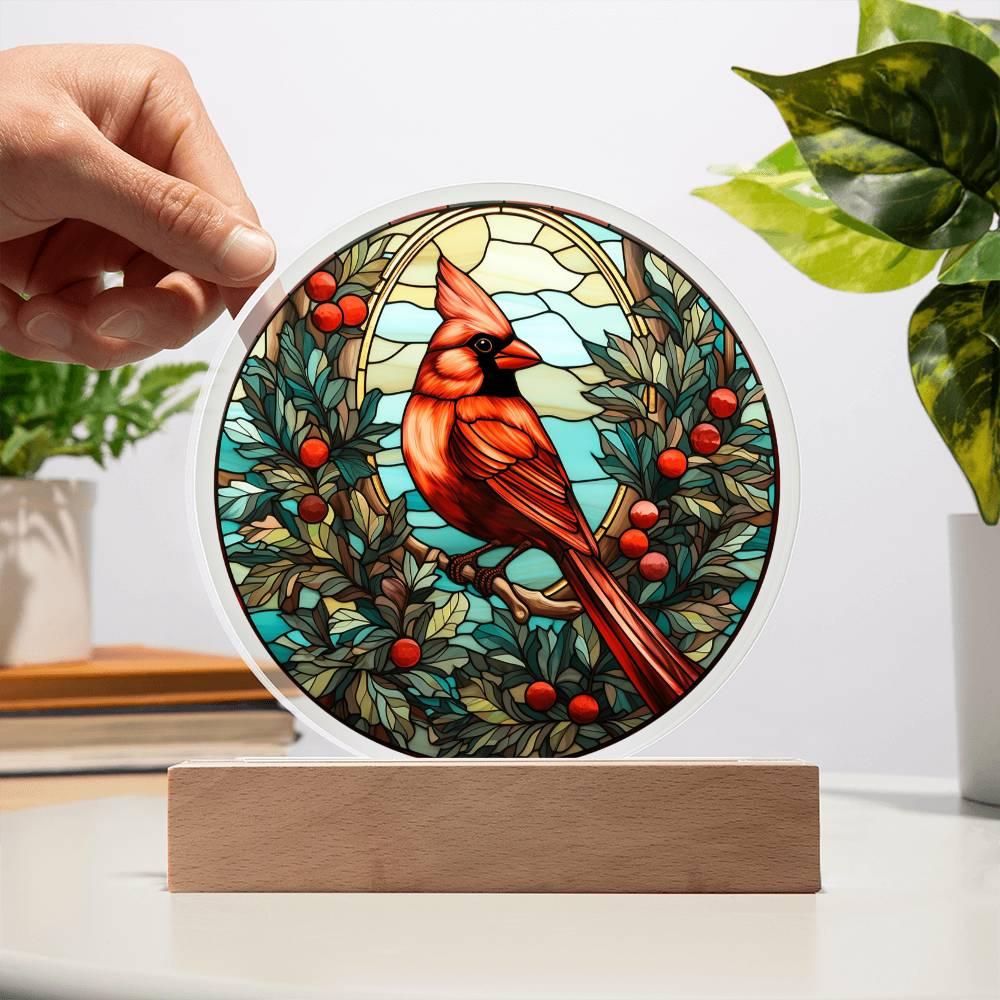 Christmas 'A Cardinal's Song' Acrylic Circle Plaque - Real Rad Boutique