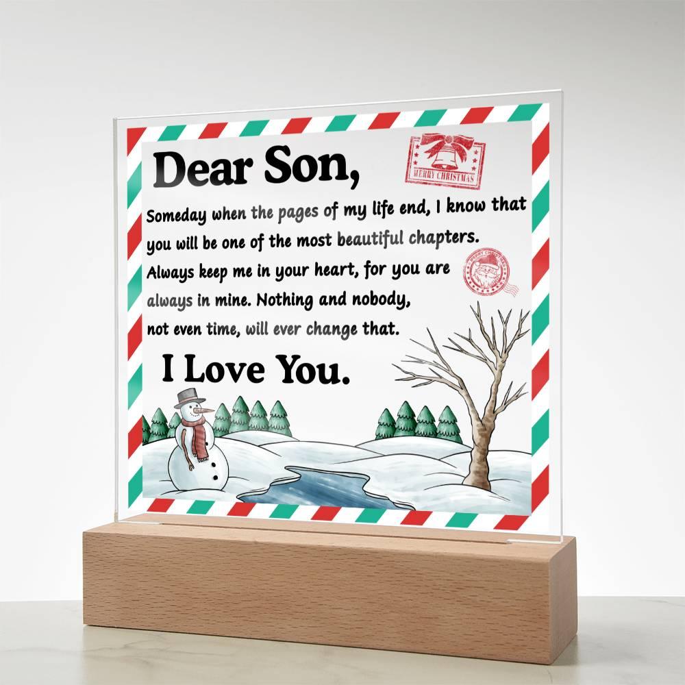 Christmas 'A Tribute to My Beloved Son' - Acrylic Square Plaque - Real Rad Boutique