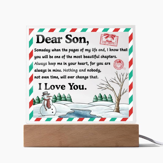 Christmas 'A Tribute to My Beloved Son' - Acrylic Square Plaque - Real Rad Boutique