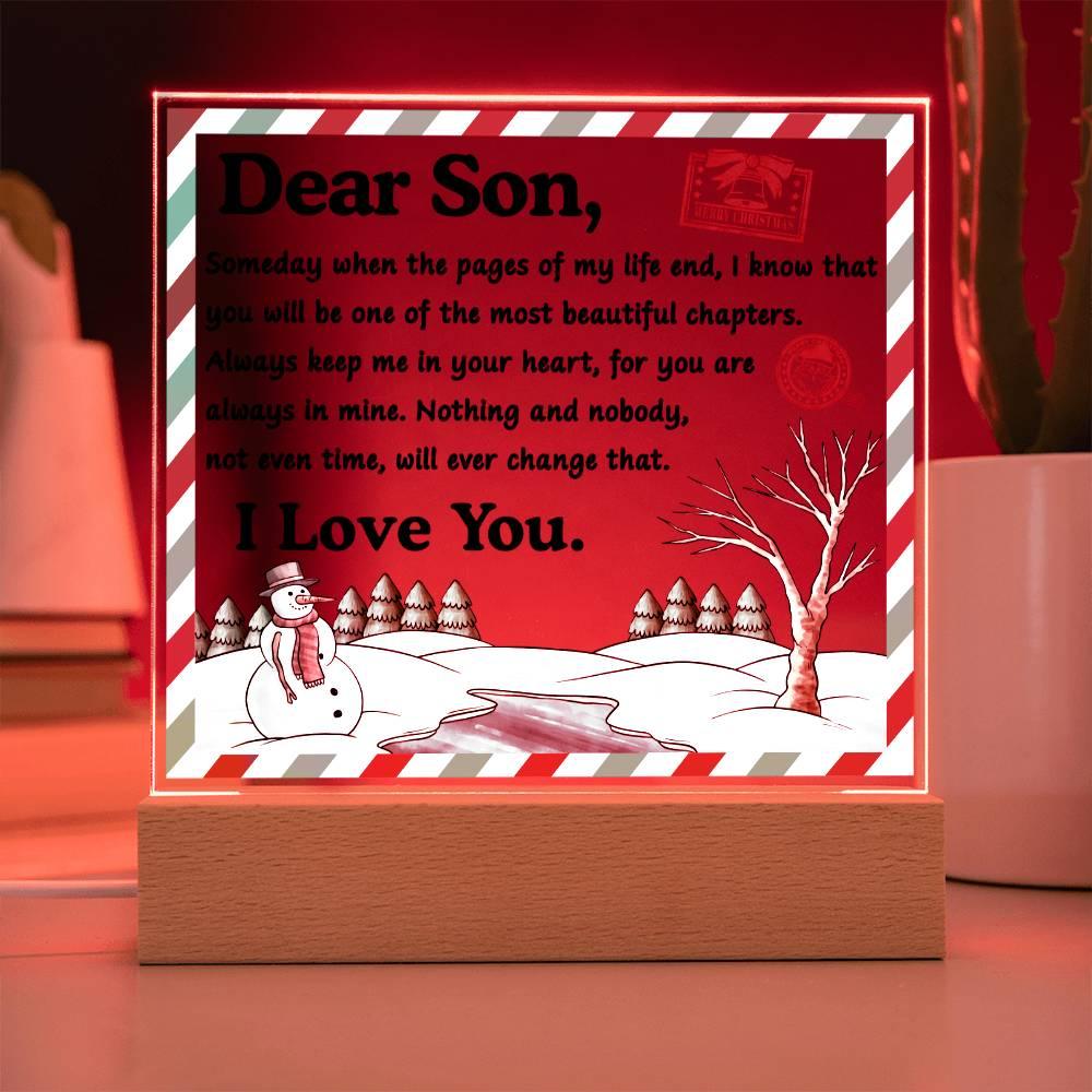 Christmas 'A Tribute to My Beloved Son' - Acrylic Square Plaque - Real Rad Boutique