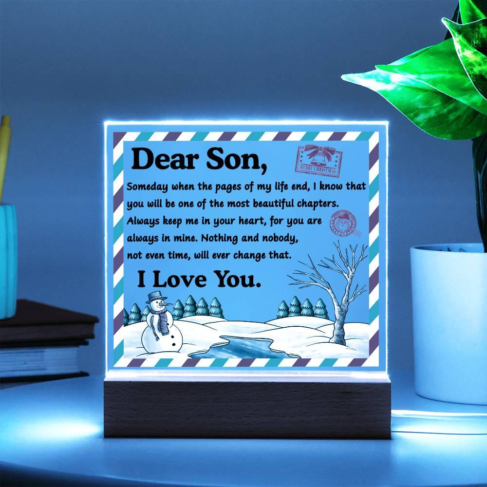 Christmas 'A Tribute to My Beloved Son' - Acrylic Square Plaque - Real Rad Boutique