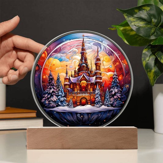 Christmas 'Castle Elegance' - Acrylic Circle Plaque - Real Rad Boutique