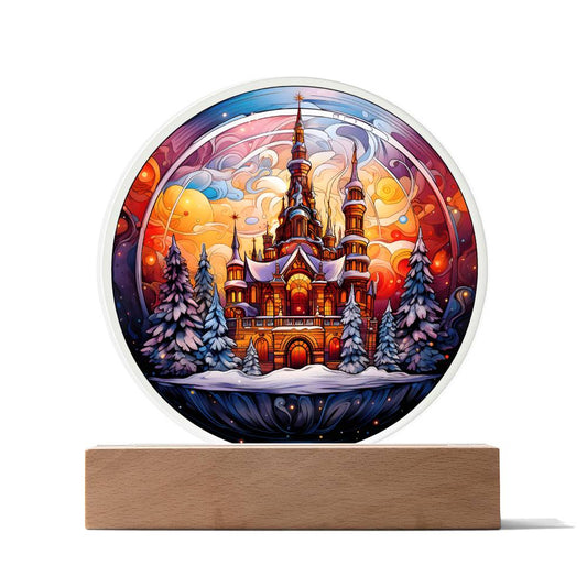 Christmas 'Castle Elegance' - Acrylic Circle Plaque - Real Rad Boutique