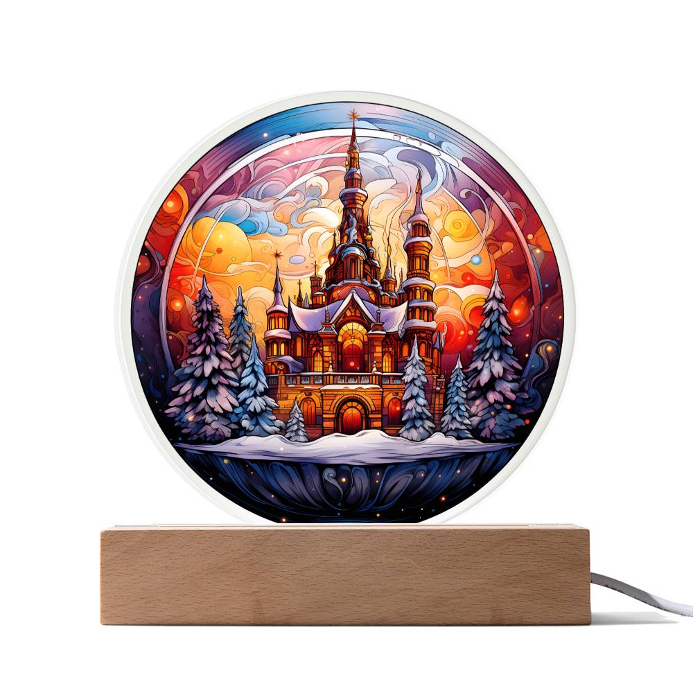 Christmas 'Castle Elegance' - Acrylic Circle Plaque - Real Rad Boutique