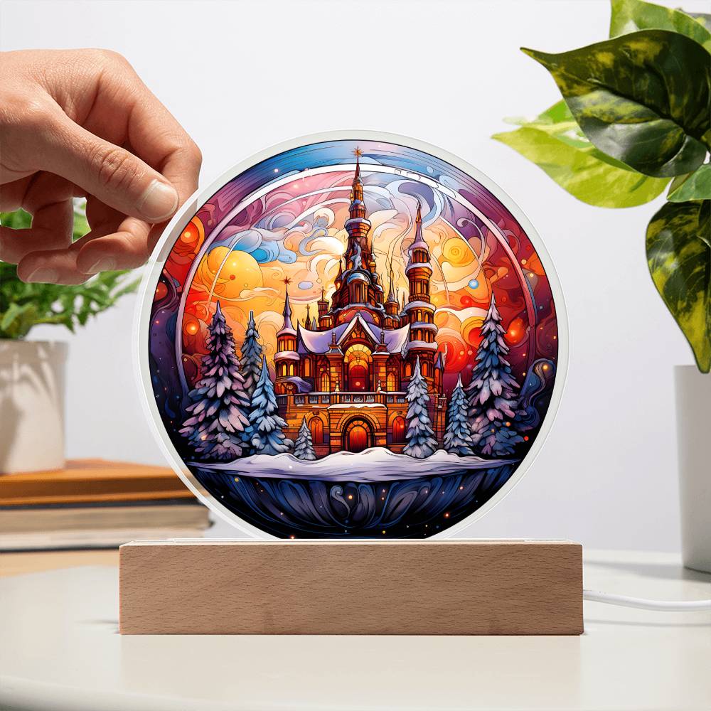 Christmas 'Castle Elegance' - Acrylic Circle Plaque - Real Rad Boutique