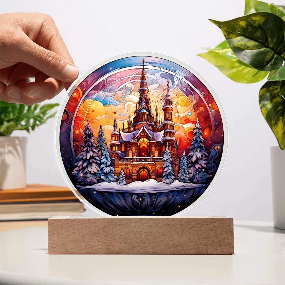 Christmas 'Castle Elegance' - Acrylic Circle Plaque - Real Rad Boutique