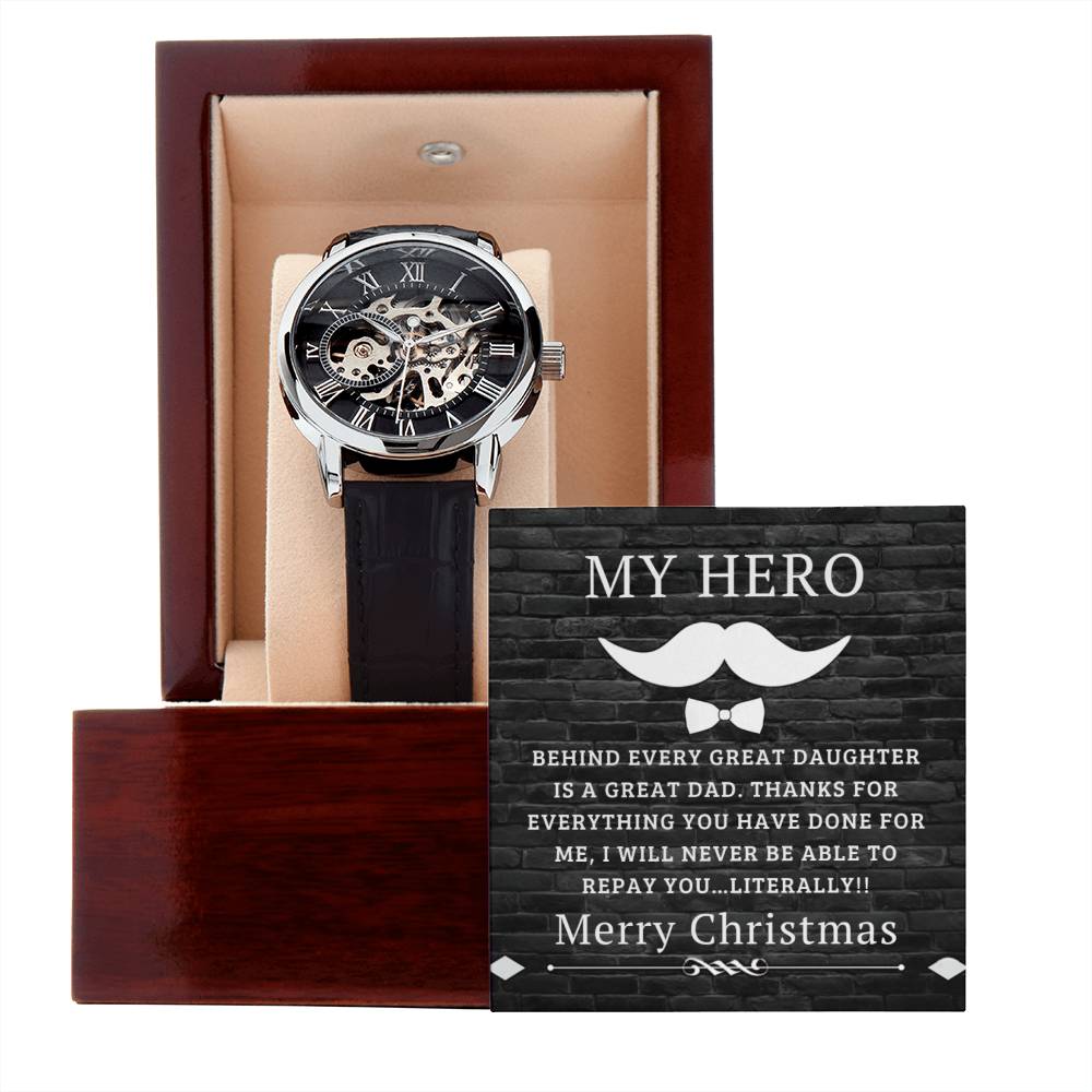 Christmas 'Dad's Greatness' - Men's Openwork Watch - Real Rad Boutique