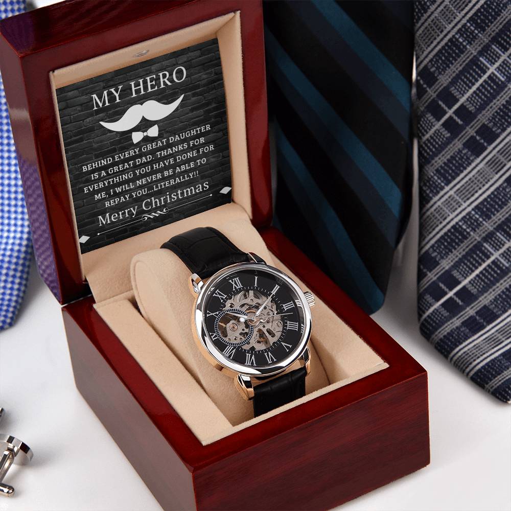 Christmas 'Dad's Greatness' - Men's Openwork Watch - Real Rad Boutique