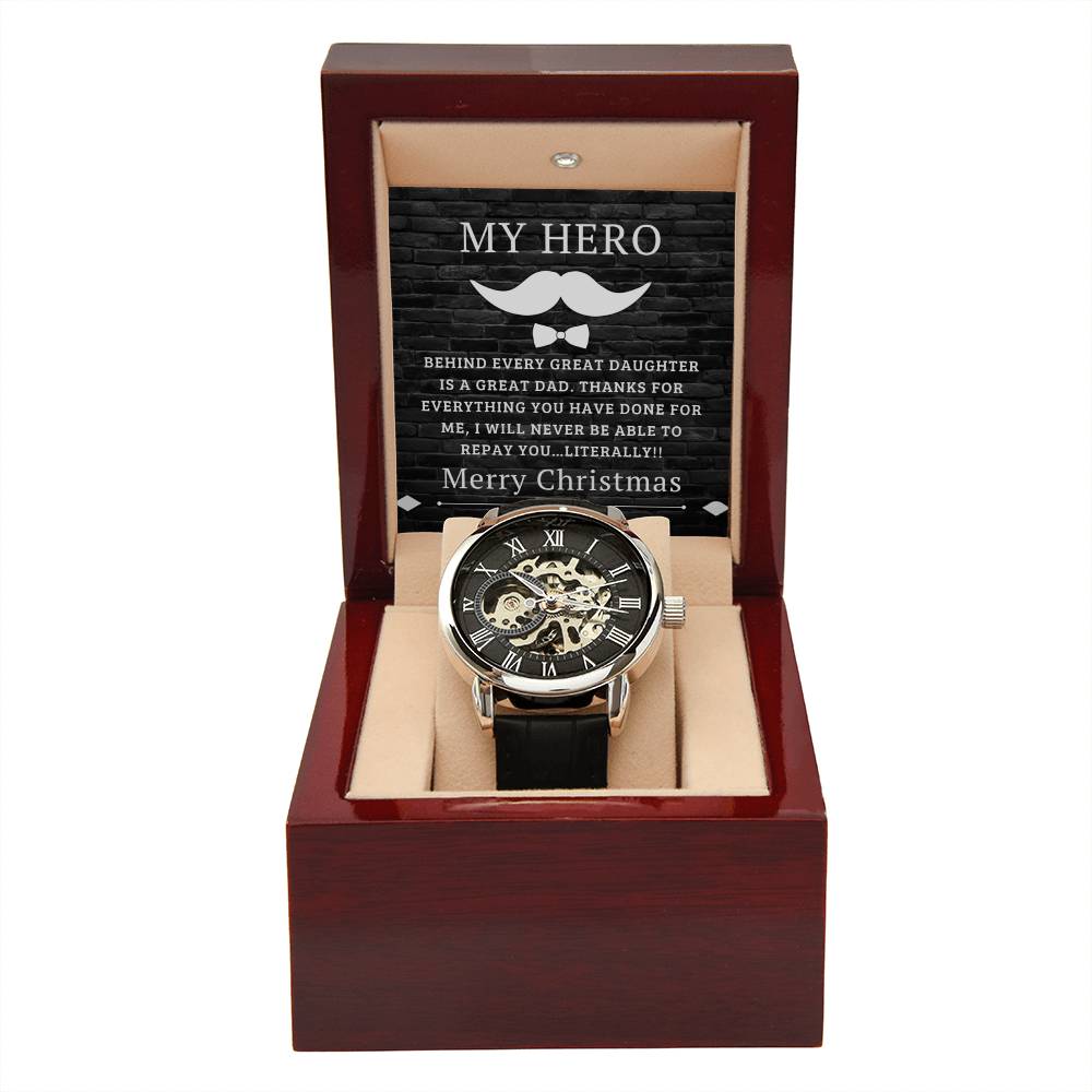 Christmas 'Dad's Greatness' - Men's Openwork Watch - Real Rad Boutique