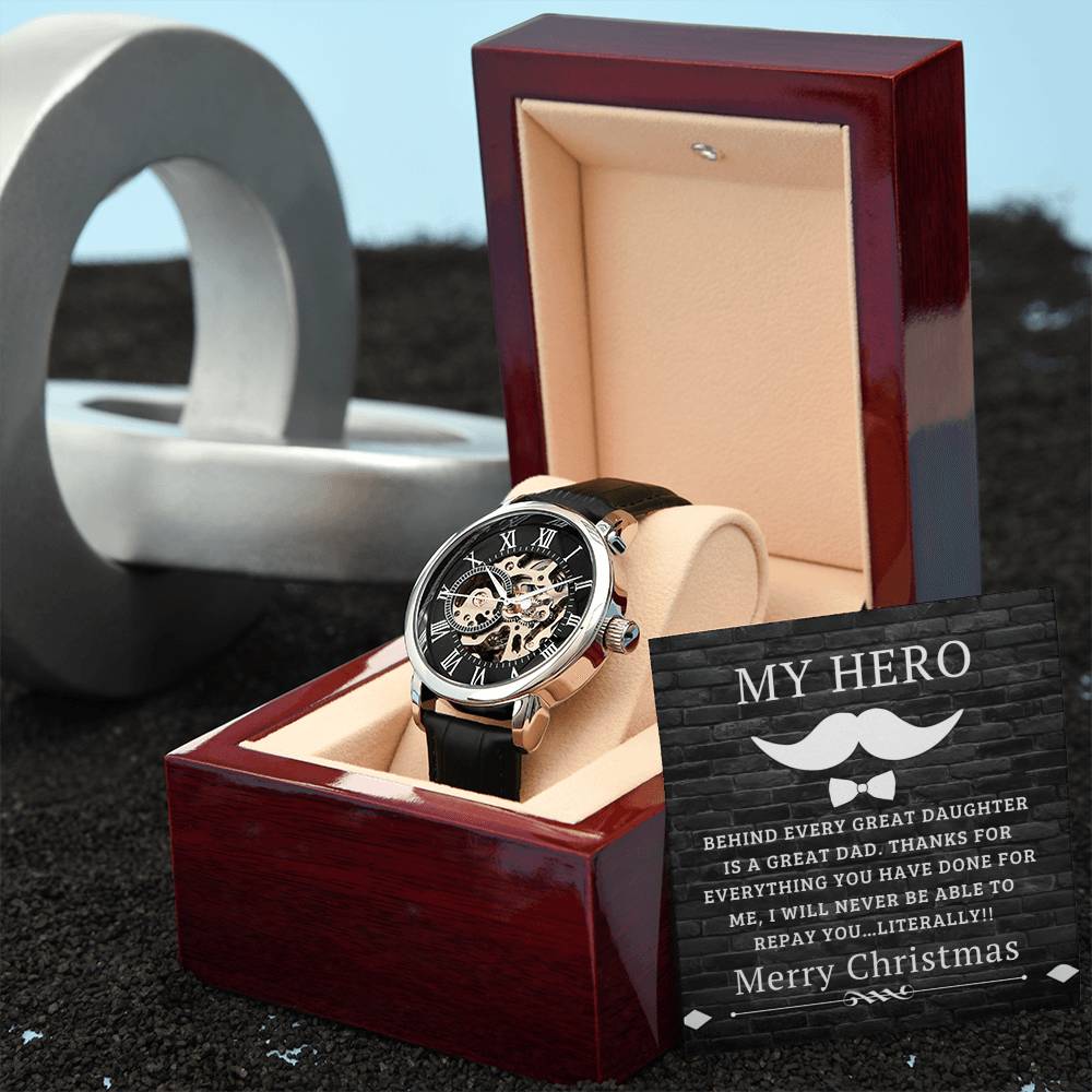 Christmas 'Dad's Greatness' - Men's Openwork Watch - Real Rad Boutique