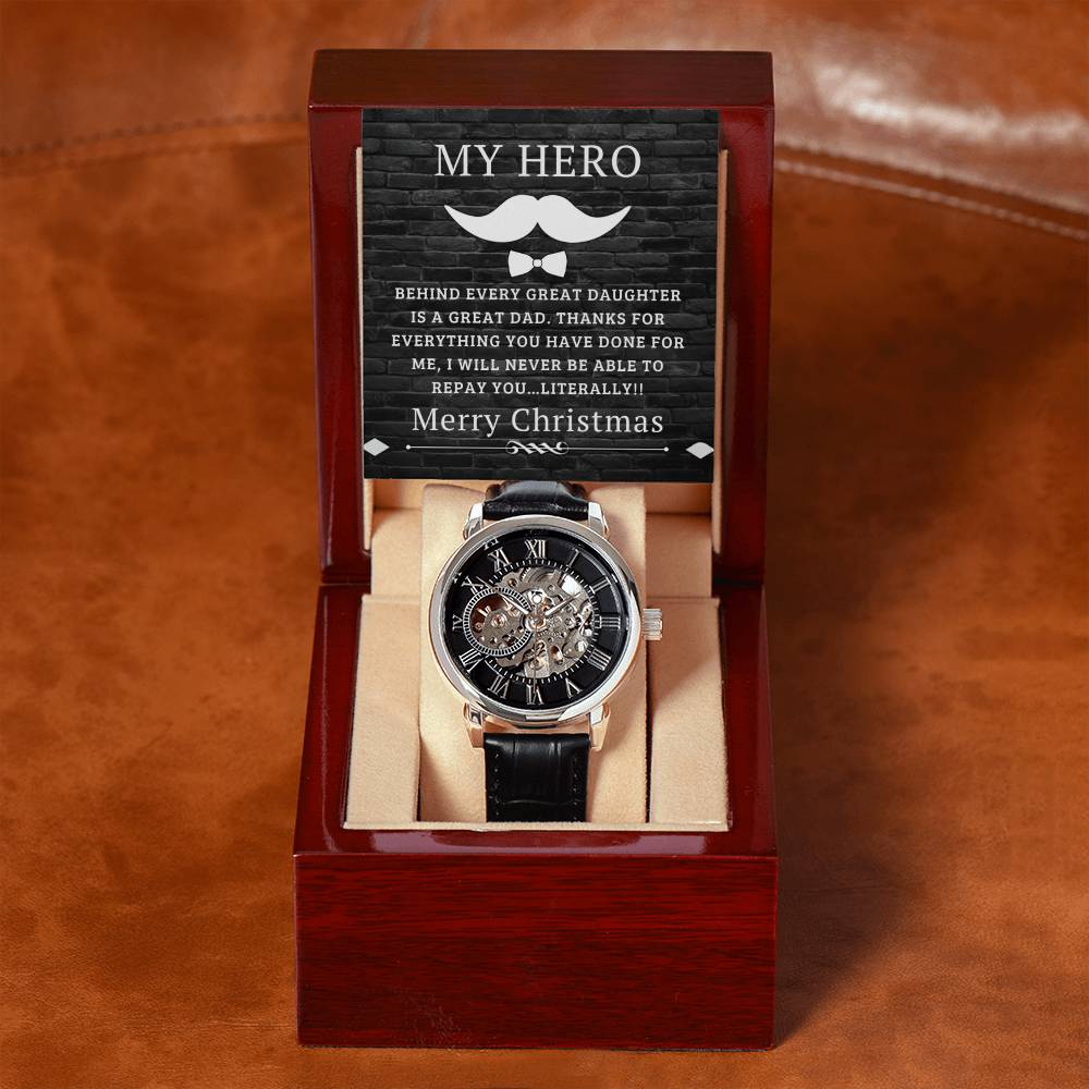 Christmas 'Dad's Greatness' - Men's Openwork Watch - Real Rad Boutique