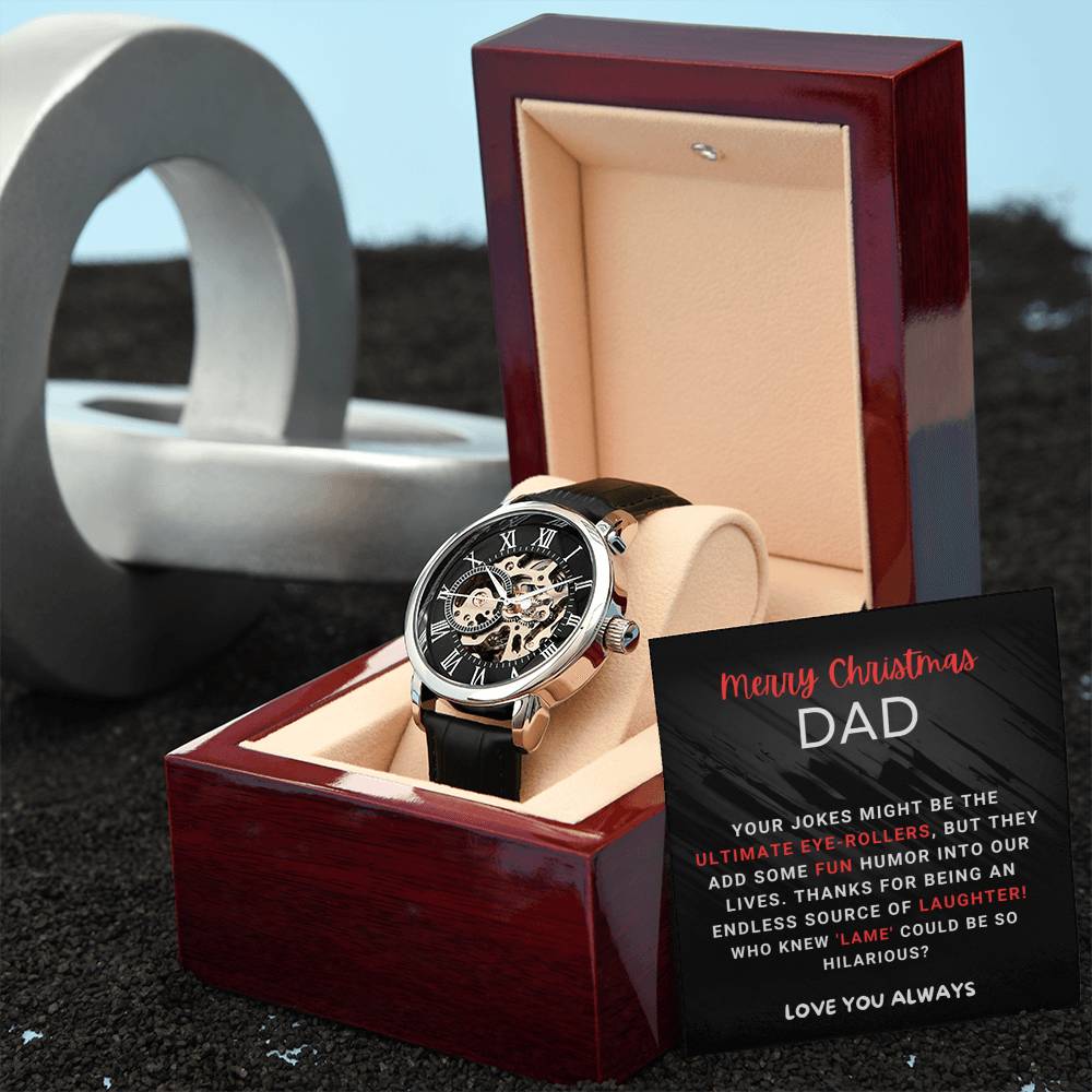 Christmas 'Dad's Laughter Legacy' - Men's Openwork Watch - Real Rad Boutique