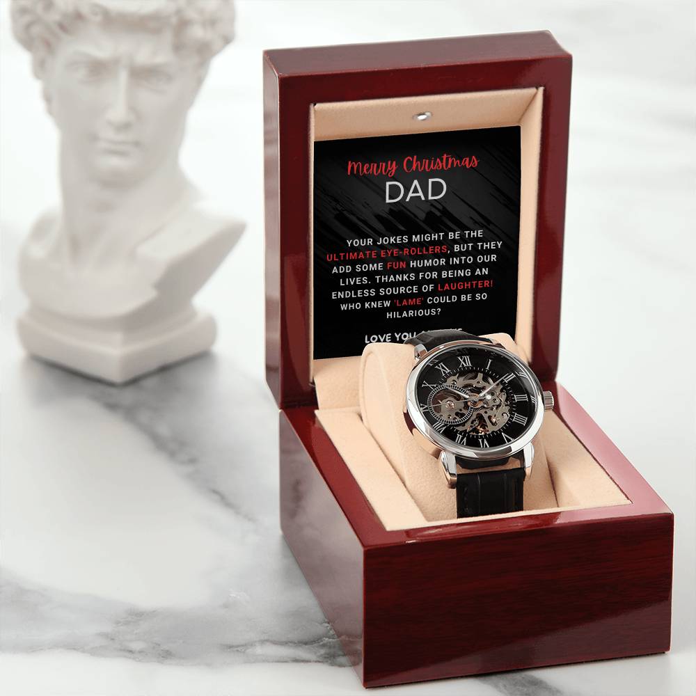 Christmas 'Dad's Laughter Legacy' - Men's Openwork Watch - Real Rad Boutique