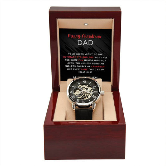 Christmas 'Dad's Laughter Legacy' - Men's Openwork Watch - Real Rad Boutique