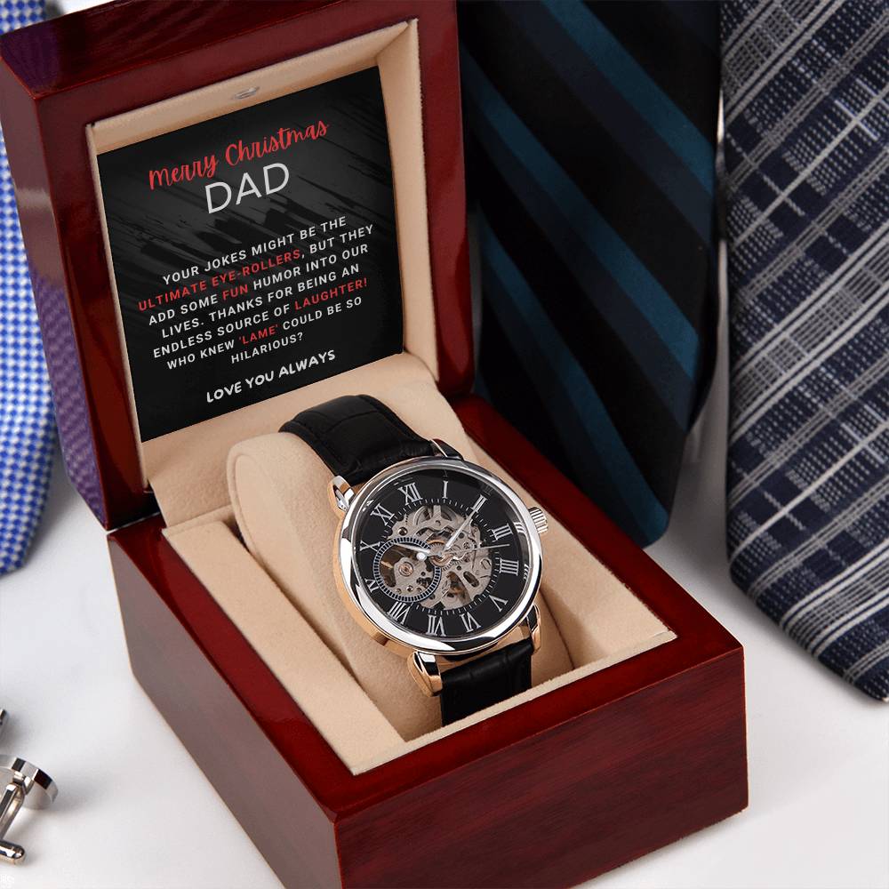 Christmas 'Dad's Laughter Legacy' - Men's Openwork Watch - Real Rad Boutique