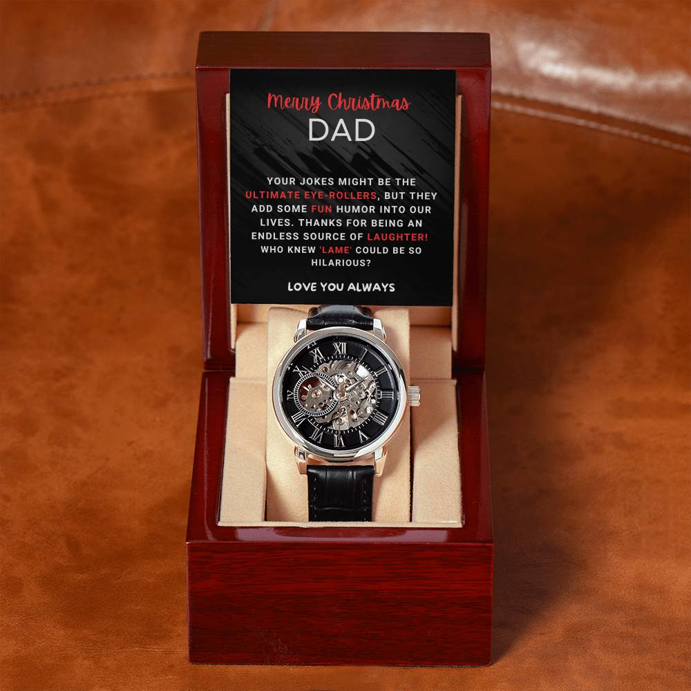 Christmas 'Dad's Laughter Legacy' - Men's Openwork Watch - Real Rad Boutique