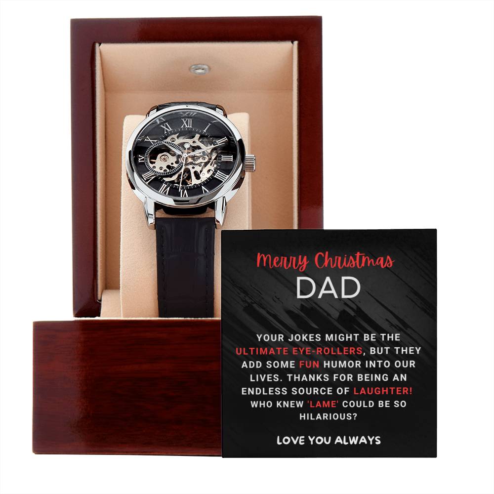 Christmas 'Dad's Laughter Legacy' - Men's Openwork Watch - Real Rad Boutique