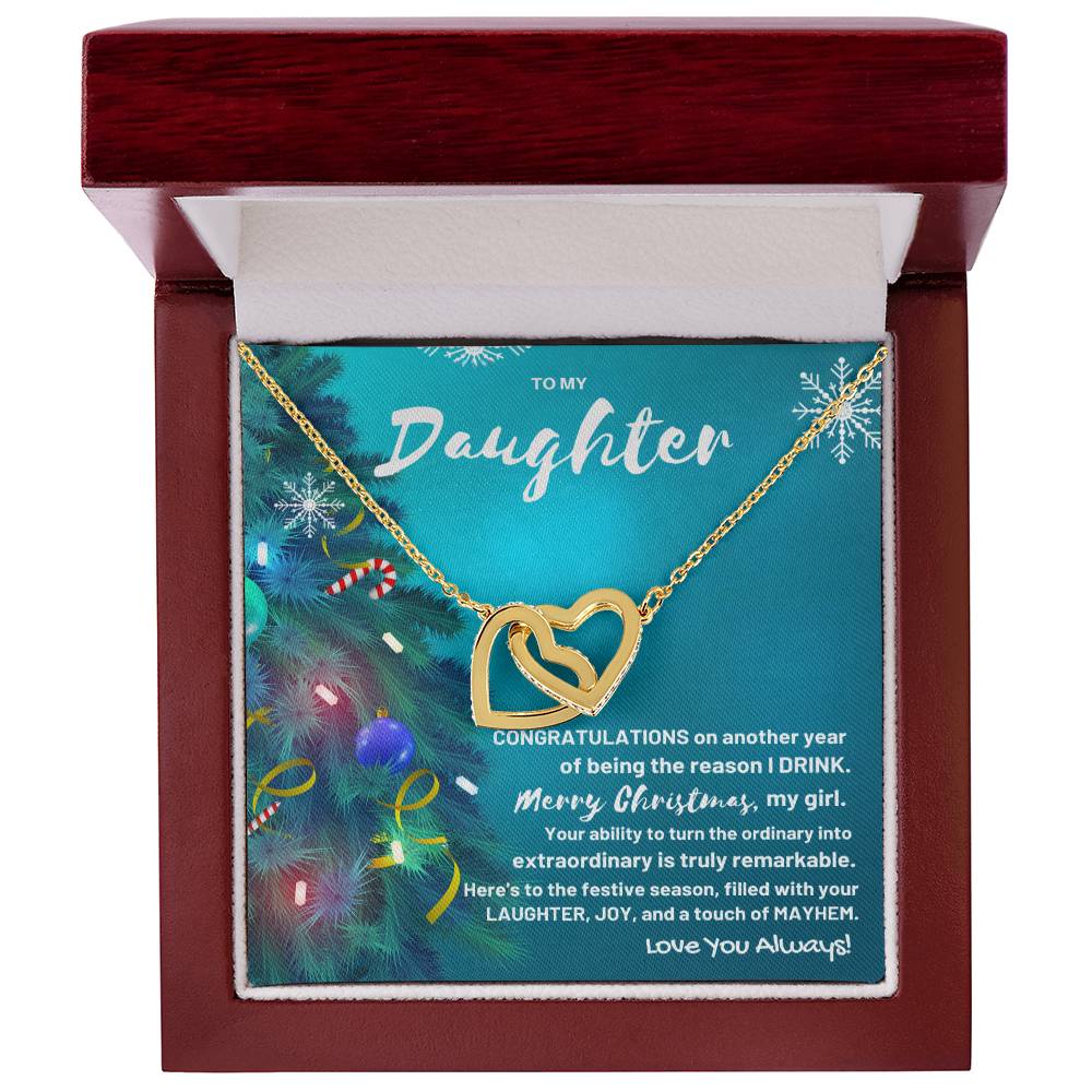 Christmas 'Daughters Merry Mayhem Moments' - Interlocking Hearts Necklace - Real Rad Boutique