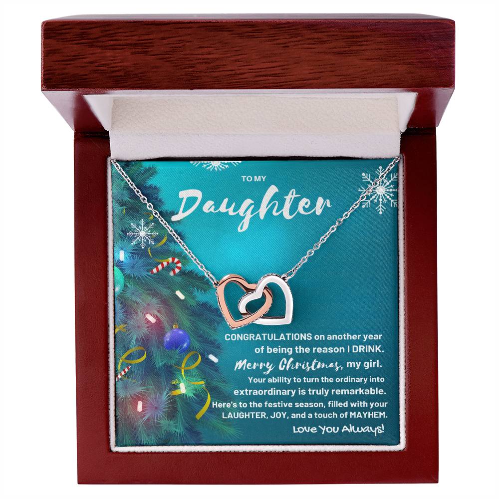 Christmas 'Daughters Merry Mayhem Moments' - Interlocking Hearts Necklace - Real Rad Boutique