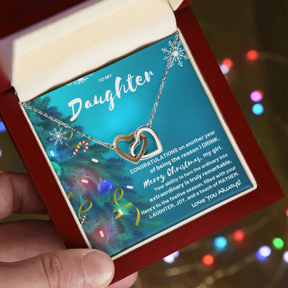 Christmas 'Daughters Merry Mayhem Moments' - Interlocking Hearts Necklace - Real Rad Boutique