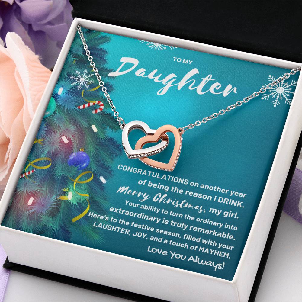 Christmas 'Daughters Merry Mayhem Moments' - Interlocking Hearts Necklace - Real Rad Boutique